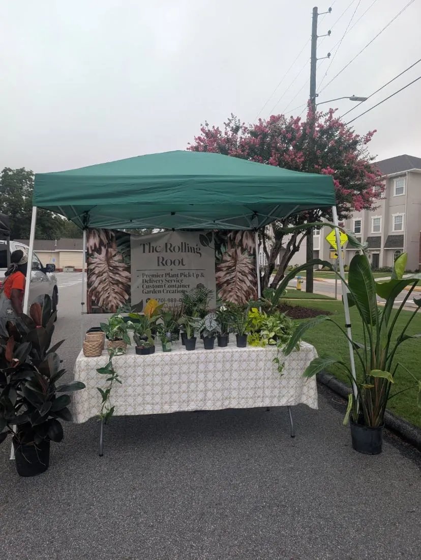 The Rolling Root pop-up, stocked with tropical houseplants